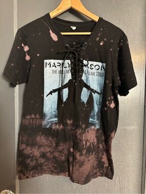 Marilyn Manson Lace-Up Graphic Short Sleeve Tee